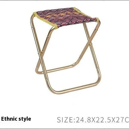 Black aluminium alloy folding camping stool with national style pattern