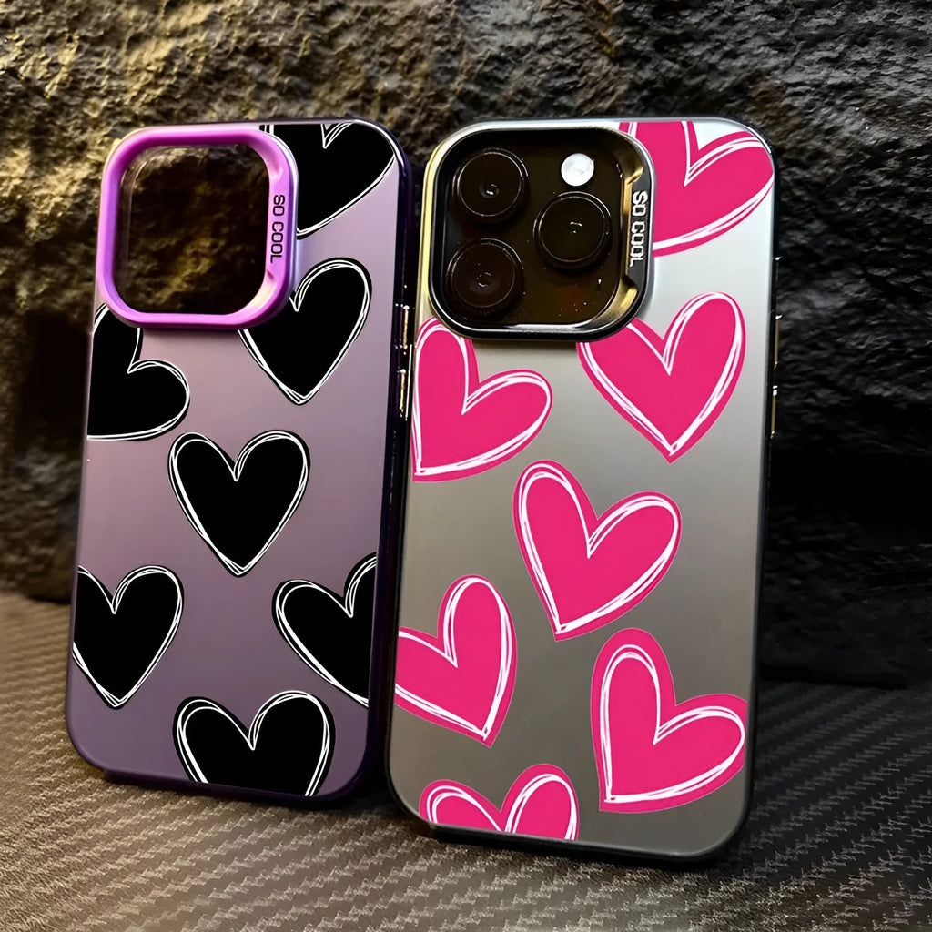 Heart mobile phone shell PC laser case for Apple iPhone in gray with heart and text design