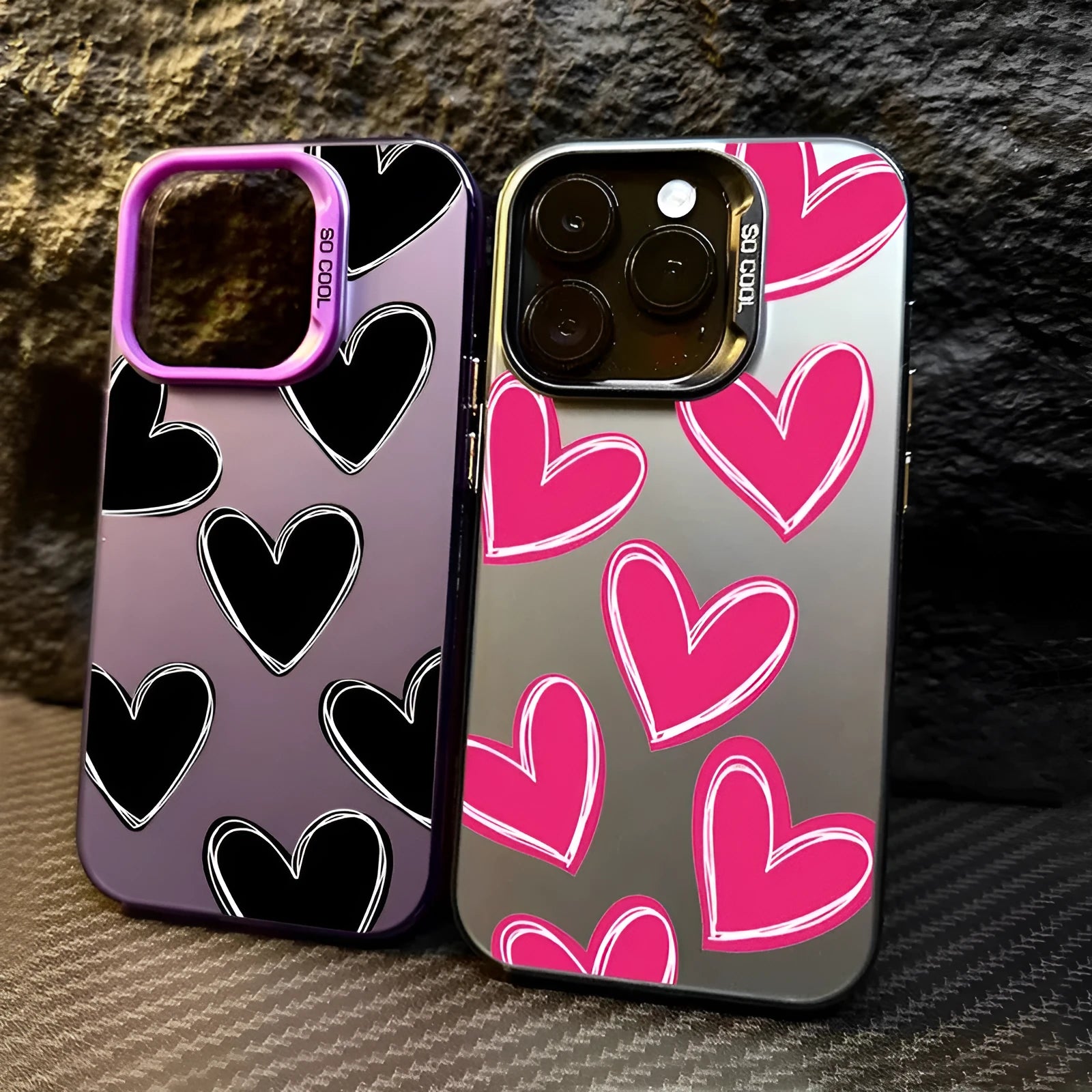 Heart mobile phone shell PC laser case for Apple iPhone in gray with heart and text design