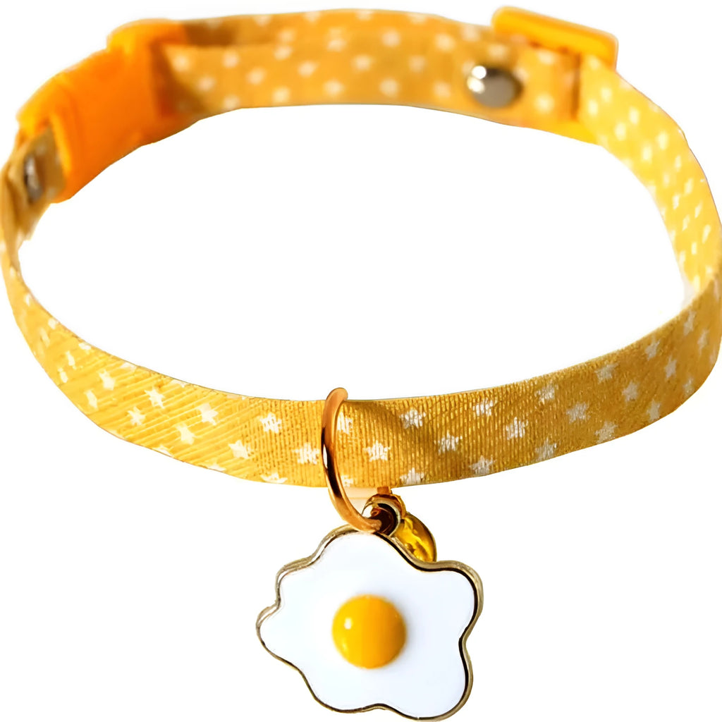 Small pet collar with bell pendant and decorative bow tie in adjustable design