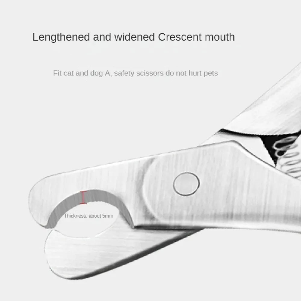Silver stainless steel pet nail clipper for dog and cat grooming