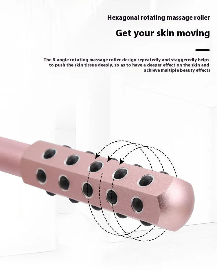 Germanium particles facial massage roller with purple handle and 24 rolling balls