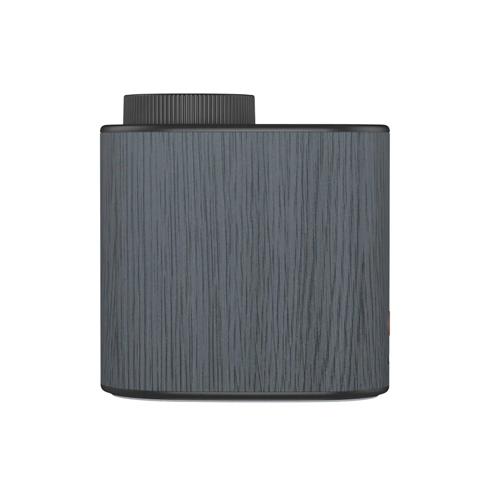 Creative nebulizing diffuser automatic aerosol dispenser with round plastic body, black wood texture finish, USB cable