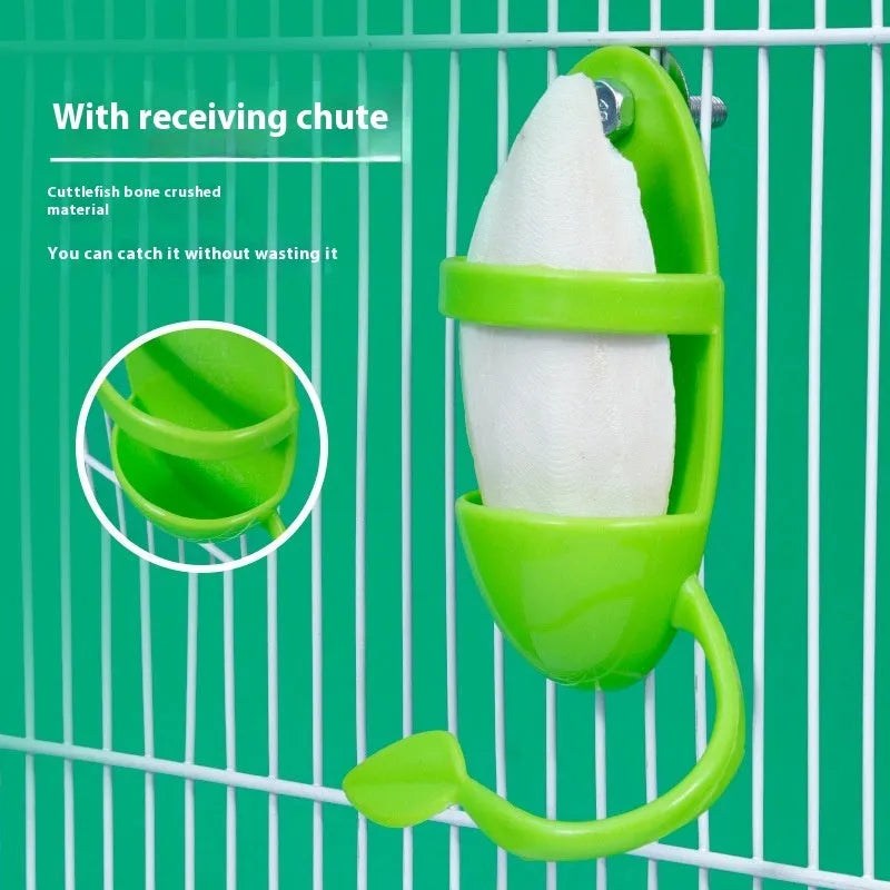 Parrot plastic solid color feeder with blue egg holder attachment for birds