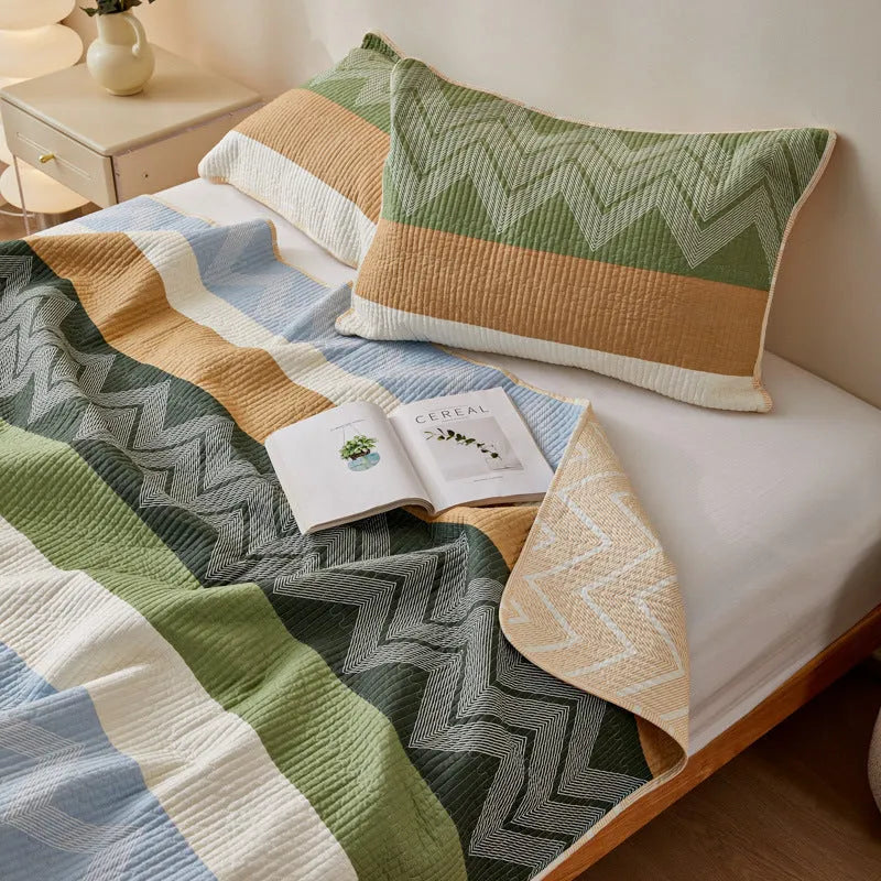 Cotton printed bed sheet three-piece set in modern simple style for 2.2 metre beds