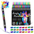Double-headed acrylic marker pen set showing washable opaque colours in multiple pack size options