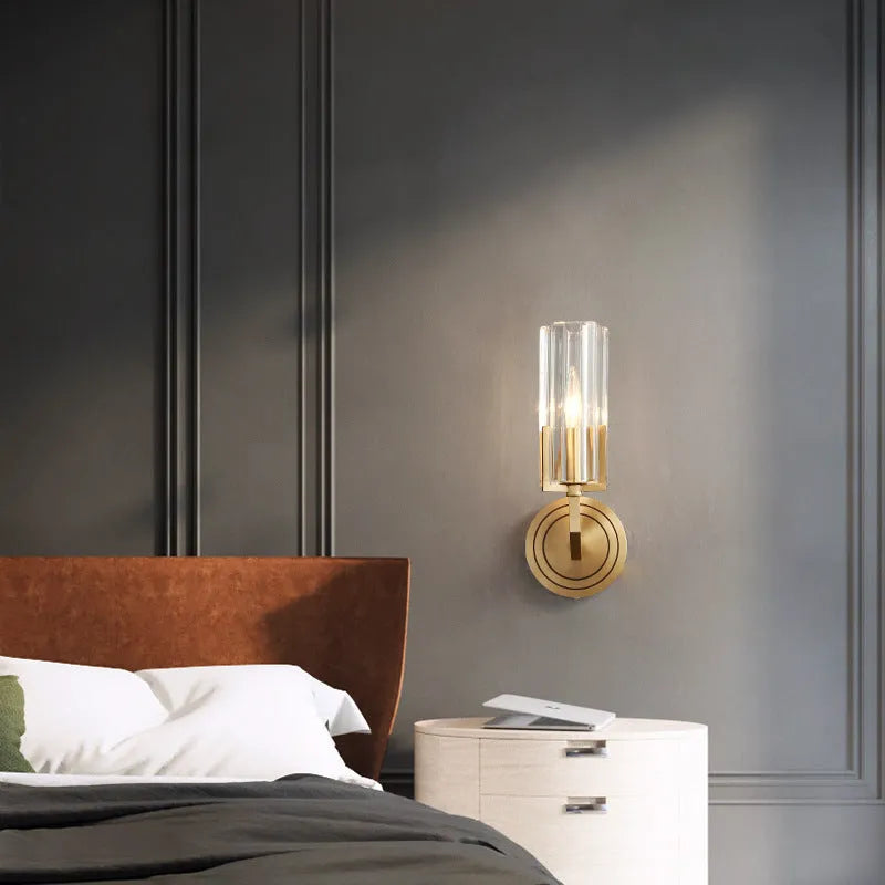 Copper wall lamp with adjustable head design for bedside lighting in Nordic minimalist style