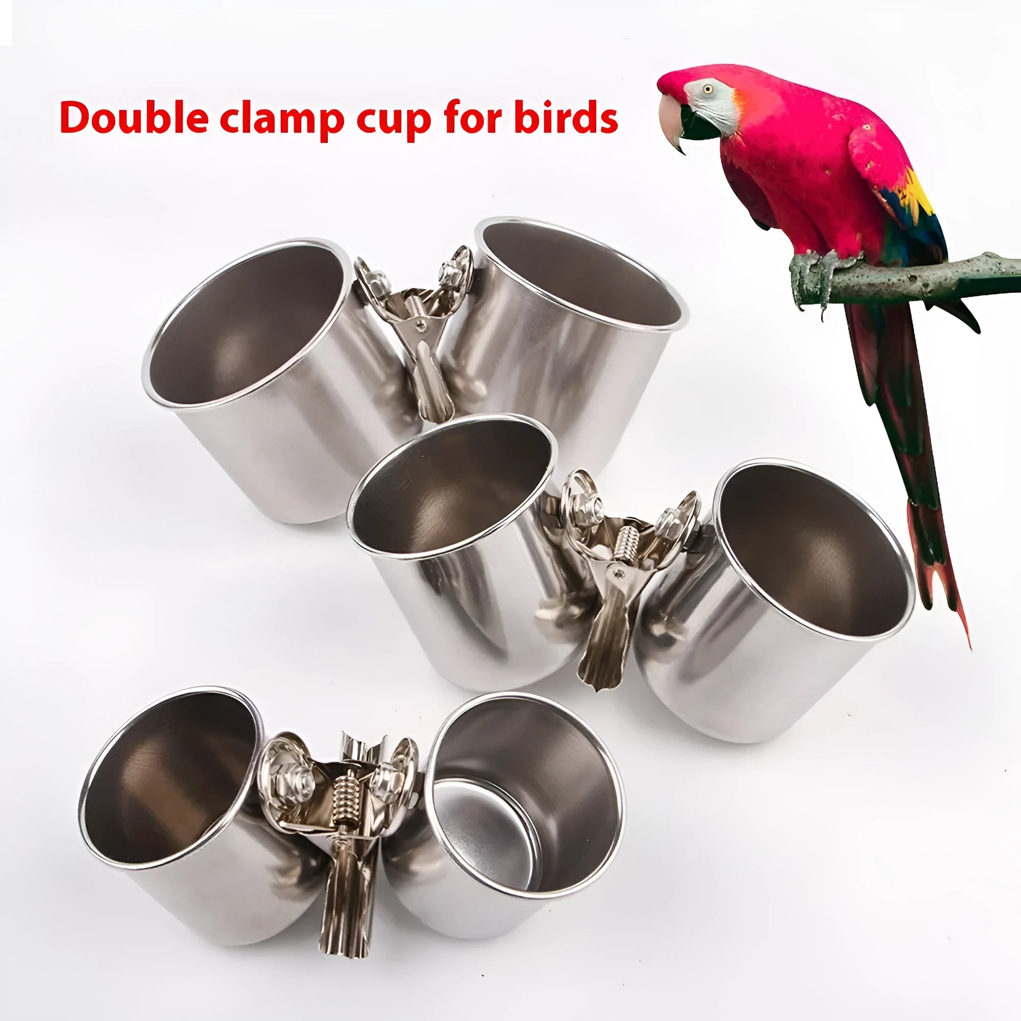 Stainless steel birdcage feeder in natural metallic finish for outdoor use.