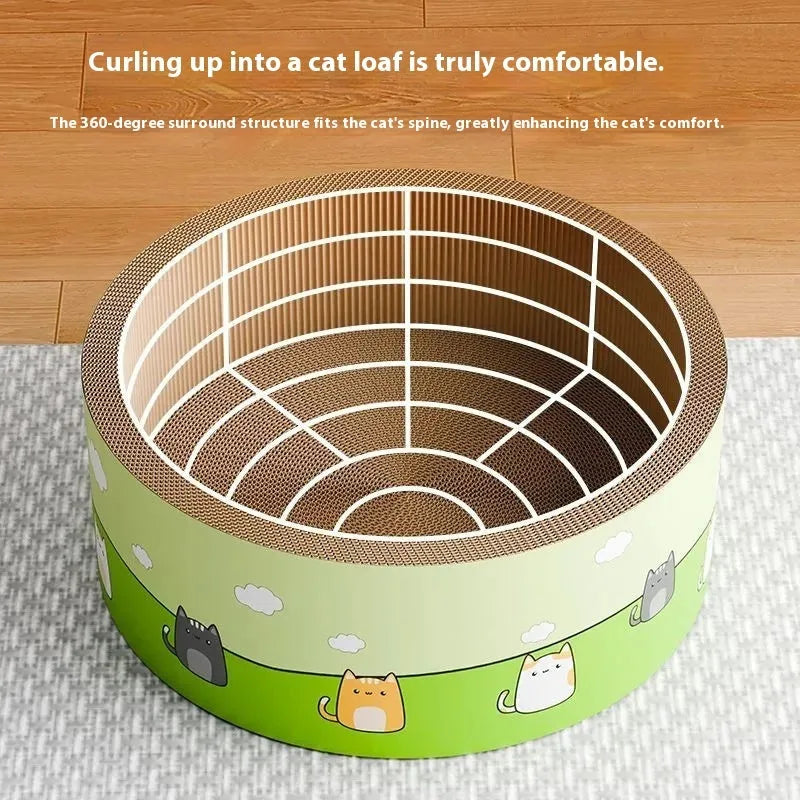 Large round cat scratch board with deepening pit design in corrugated paper, 45cm and 50cm size options
