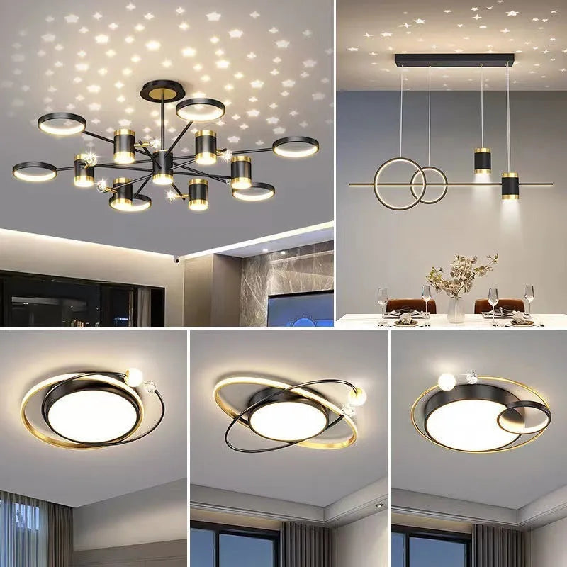 Black iron pendant chandelier with 13 light heads and remote control