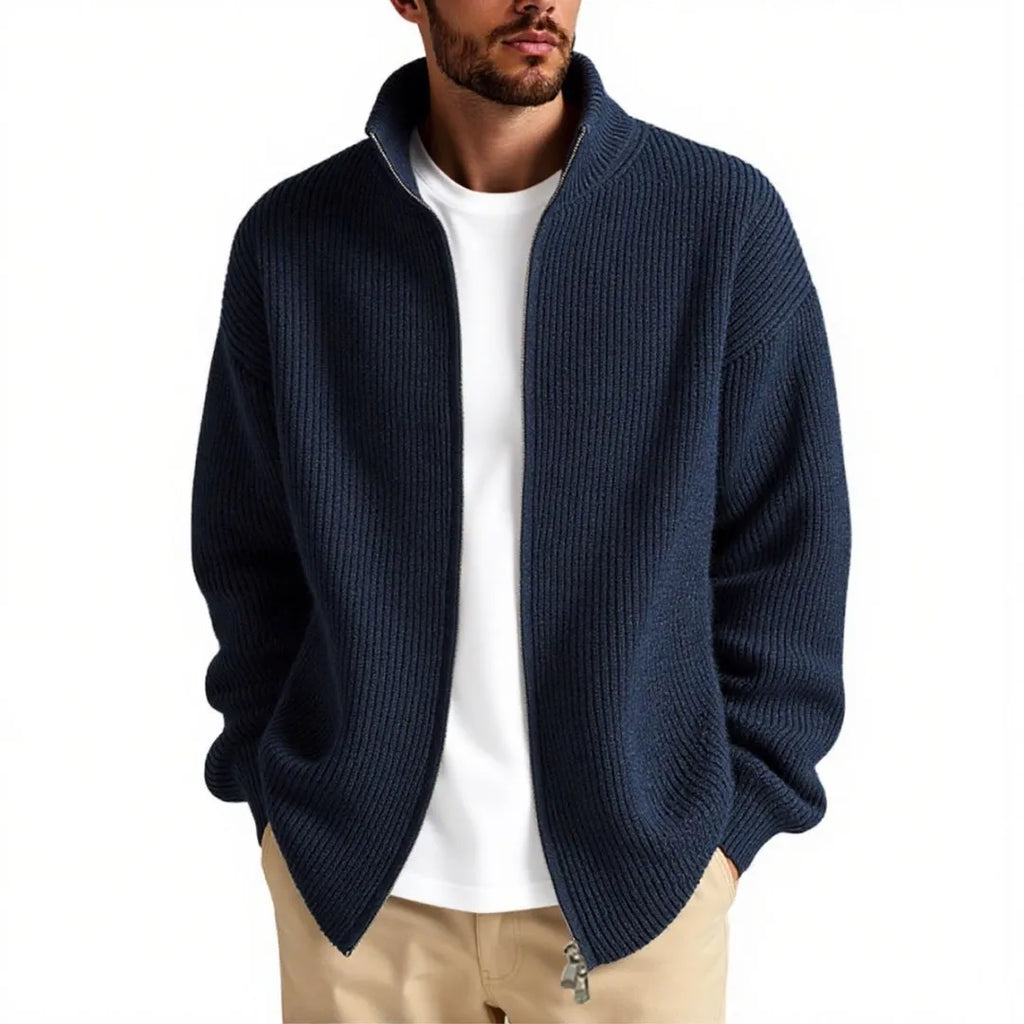 Men's loose fit cardigan sweater in acrylic blend fabric available in five colours
