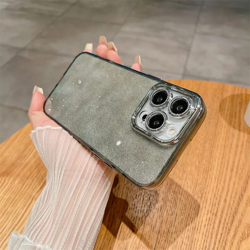 Corrugated PC phone case with lens protector for iPhone 11-15 in transparent colour