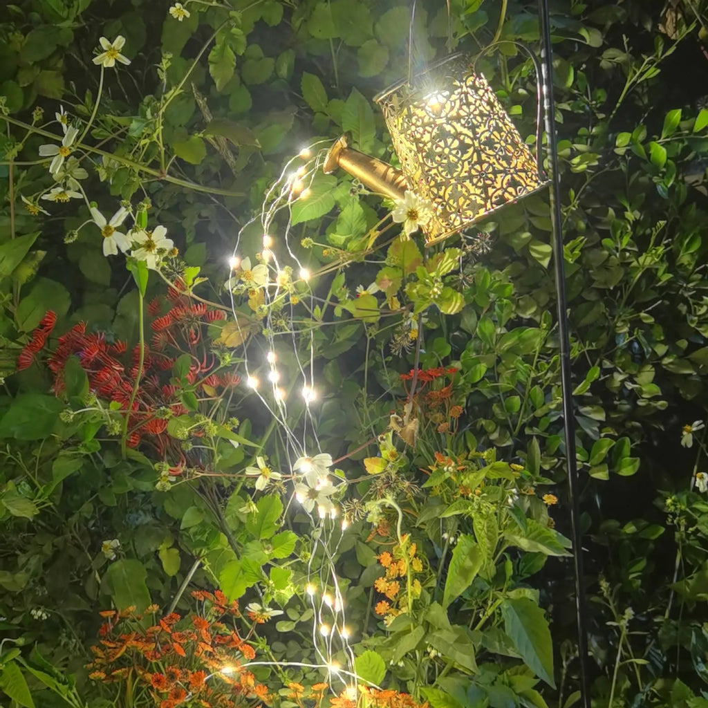 Wrought iron butterfly kettle solar lamp for garden decoration with solar panel
