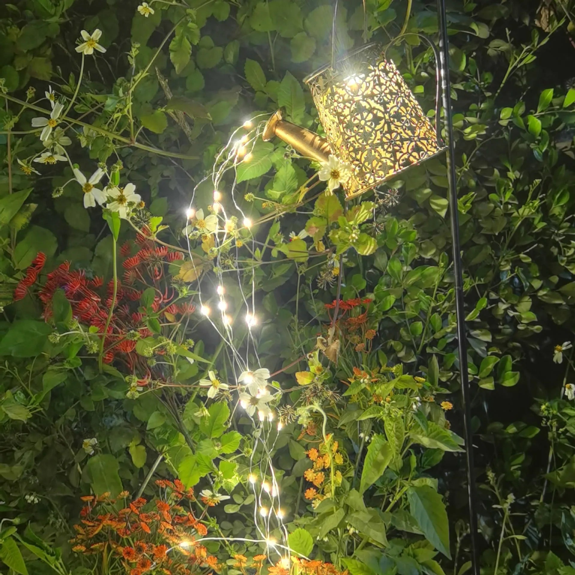 Wrought iron butterfly kettle solar lamp for garden decoration with solar panel