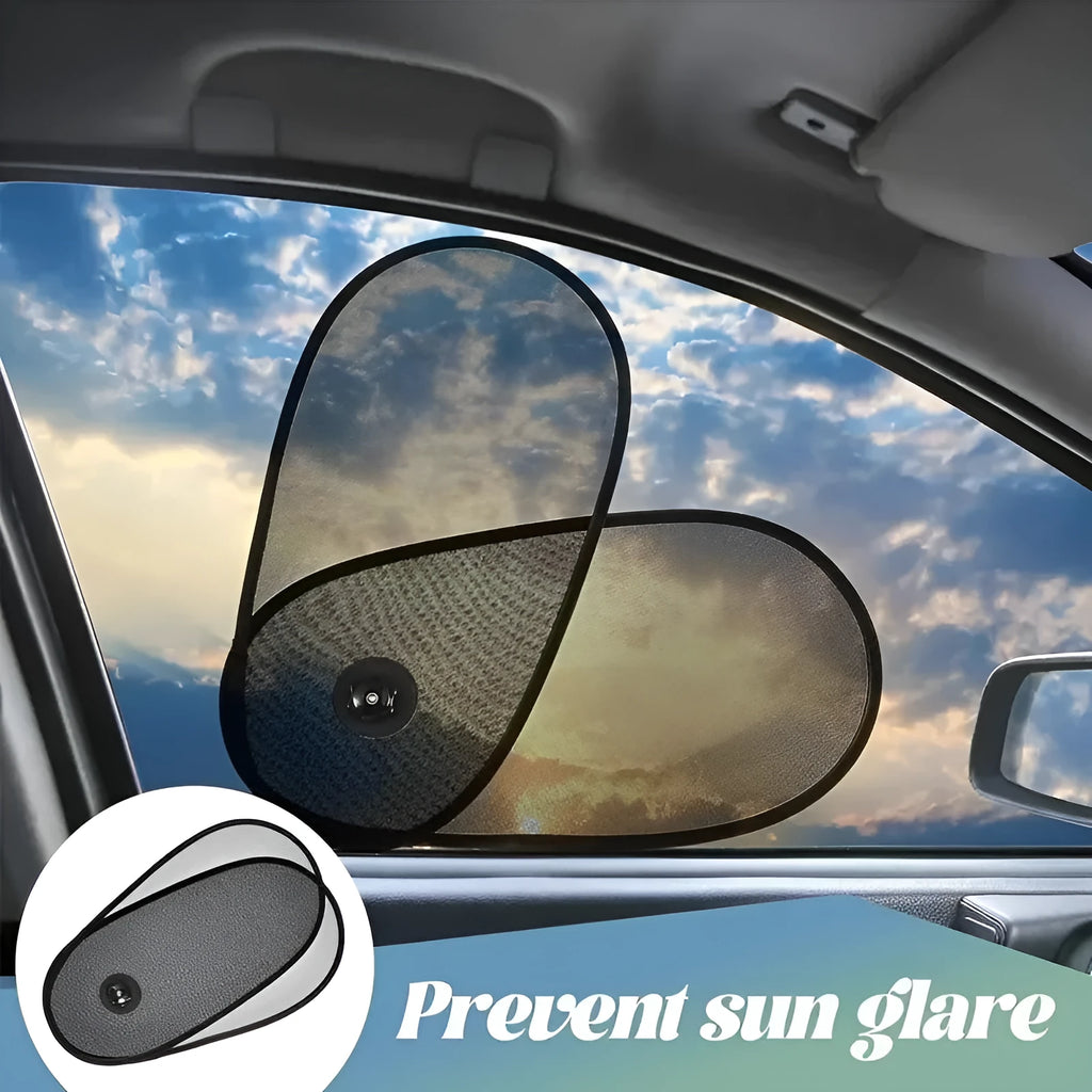 Black adjustable car side window sunshade with suction cups for baby sun protection