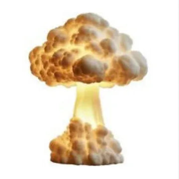 Modern art style atomic bomb mushroom cloud shaped table lamp with USB power cable.