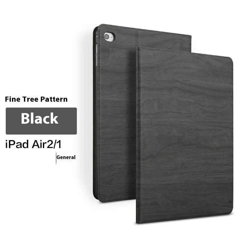 Sapphire blue imitation leather iPad protective cover with integrated sleep bracket standing upright.