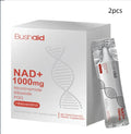 Pouch of nicotinamide riboside anti-aging drink powder supplement with resveratrol and PQQ.