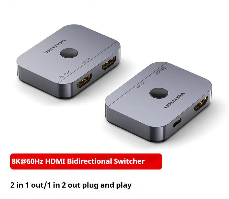 Grey alloy HDMI cable separator for computer to television audio video conversion