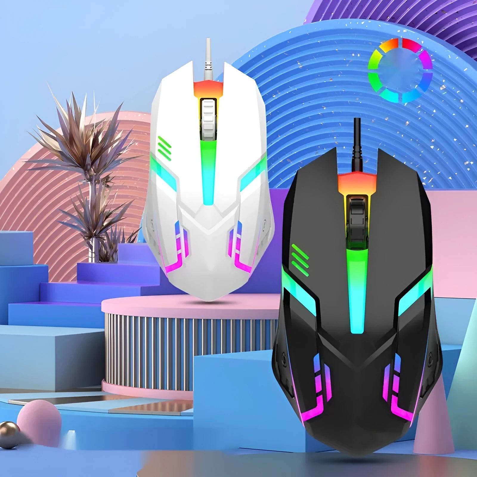 Large weighted wired USB e-sports mouse for laptop gaming in black