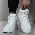 White men's casual shoes with round toe and microfiber upper for autumn winter wear
