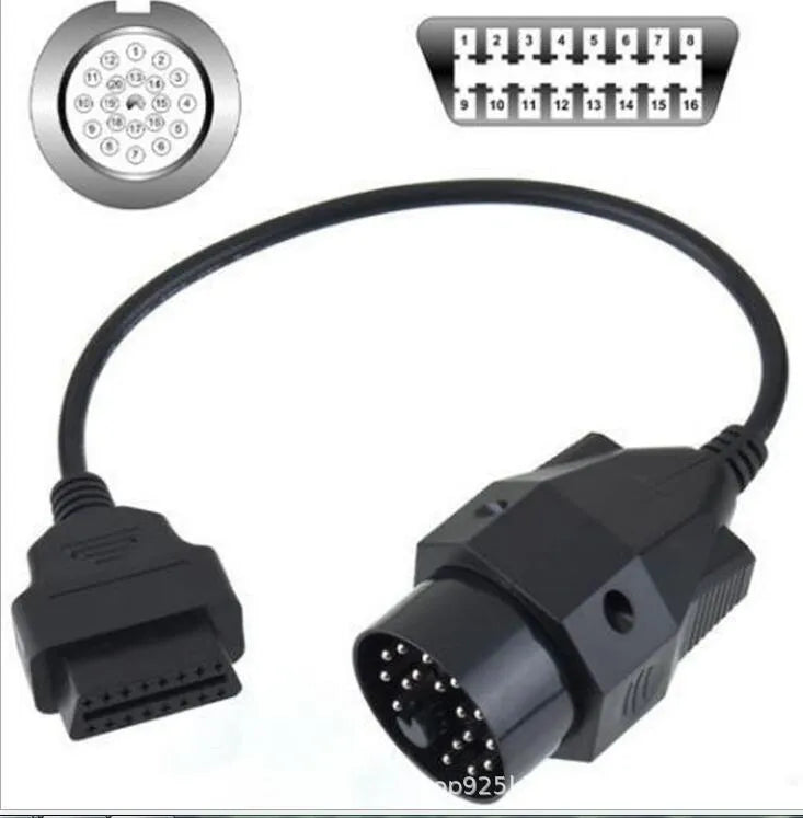 BMW OBD2 adapter cable with 20-pin and 16-pin connectors for vehicle diagnostics.
