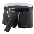 Men's solid colour Ice Silk boxer briefs laid flat, showing mid-waist design and lightweight fabric texture.