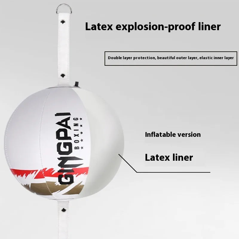 Black, black and green, and white hanging PU boxing speed ball for reaction dodge training