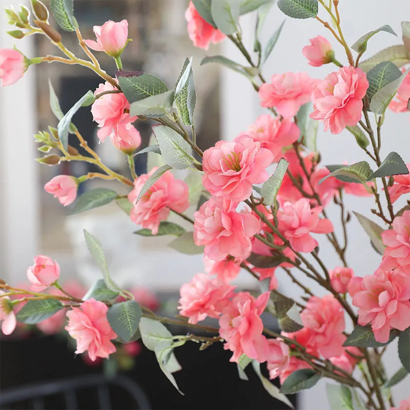 Raw silk simulation fake camellia artificial flower in Autumn Pink colour for home decoration