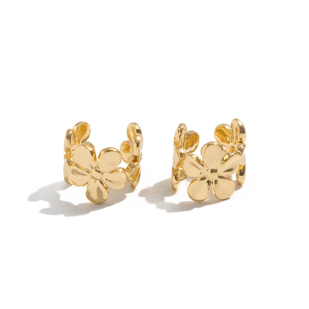 Gold starfish and scallop shell design women's earrings with electroplated finish