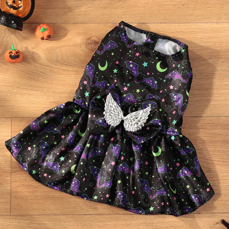 Angel wings Halloween costume for dogs in bright pumpkin and bright bat colour options