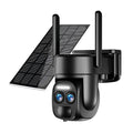 Solar-powered outdoor security camera with 8x zoom lens for home surveillance monitoring