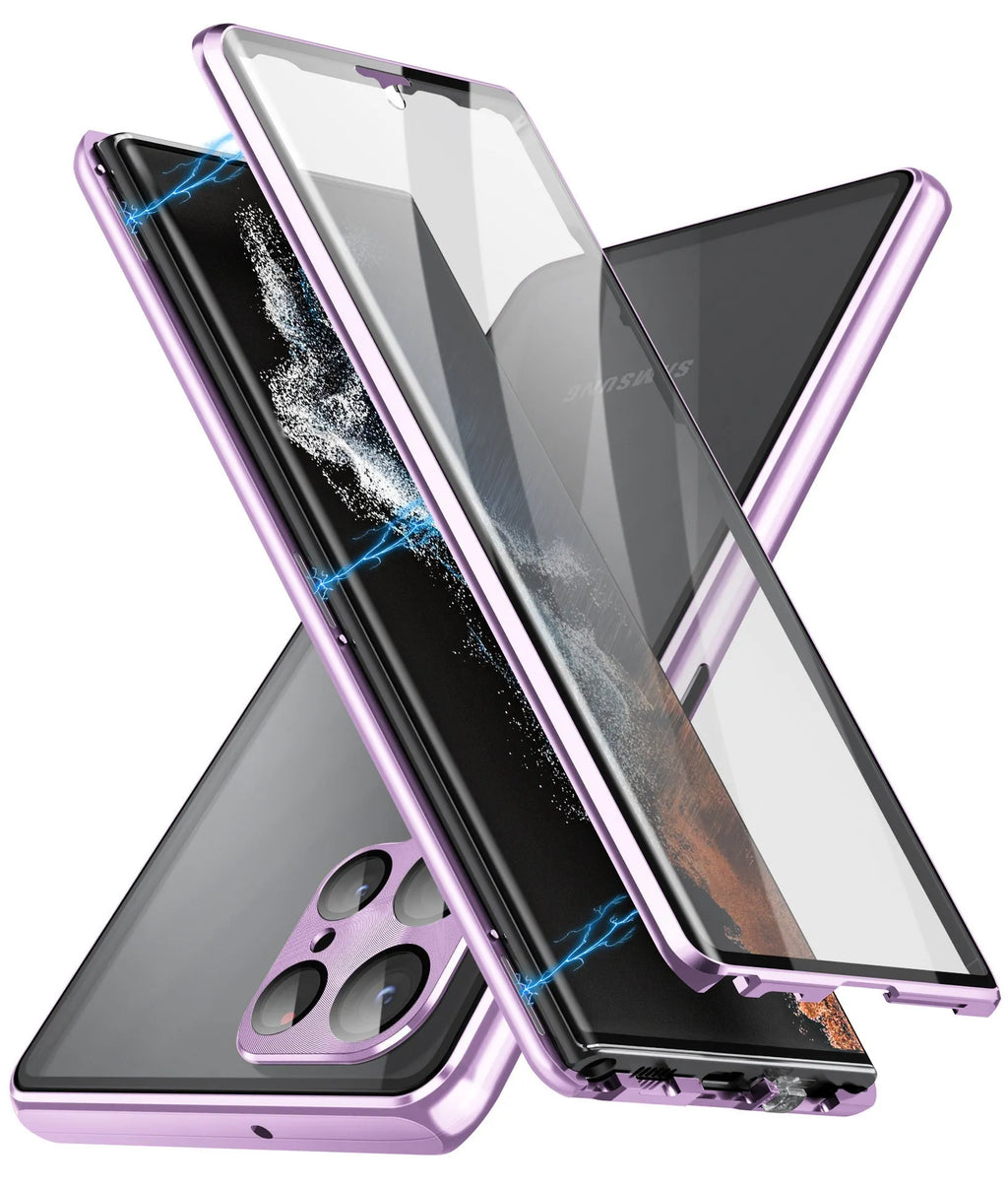 Metal magnetic phone case with privacy mirror for Samsung S24 Ultra in multiple colour options