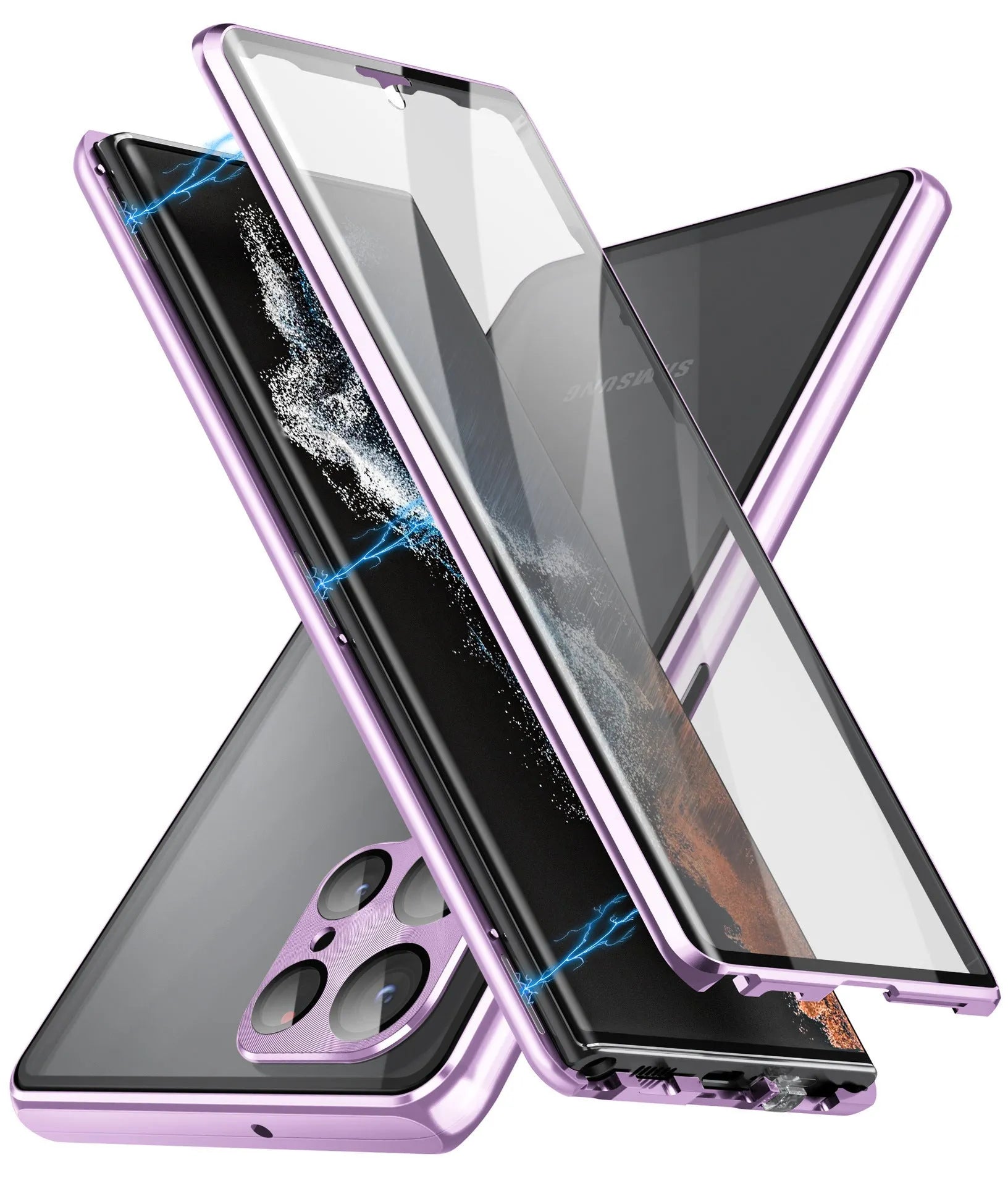 Metal magnetic phone case with privacy mirror for Samsung S24 Ultra in multiple colour options