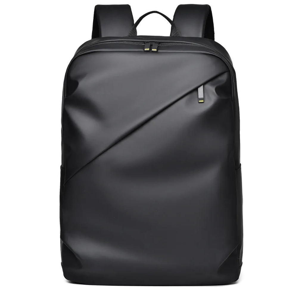Large capacity waterproof backpack for men in simple design with PU leather construction