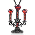 Gothic clavicle necklace with hollow candlestick pendant and cross chain in retro candlestick colour