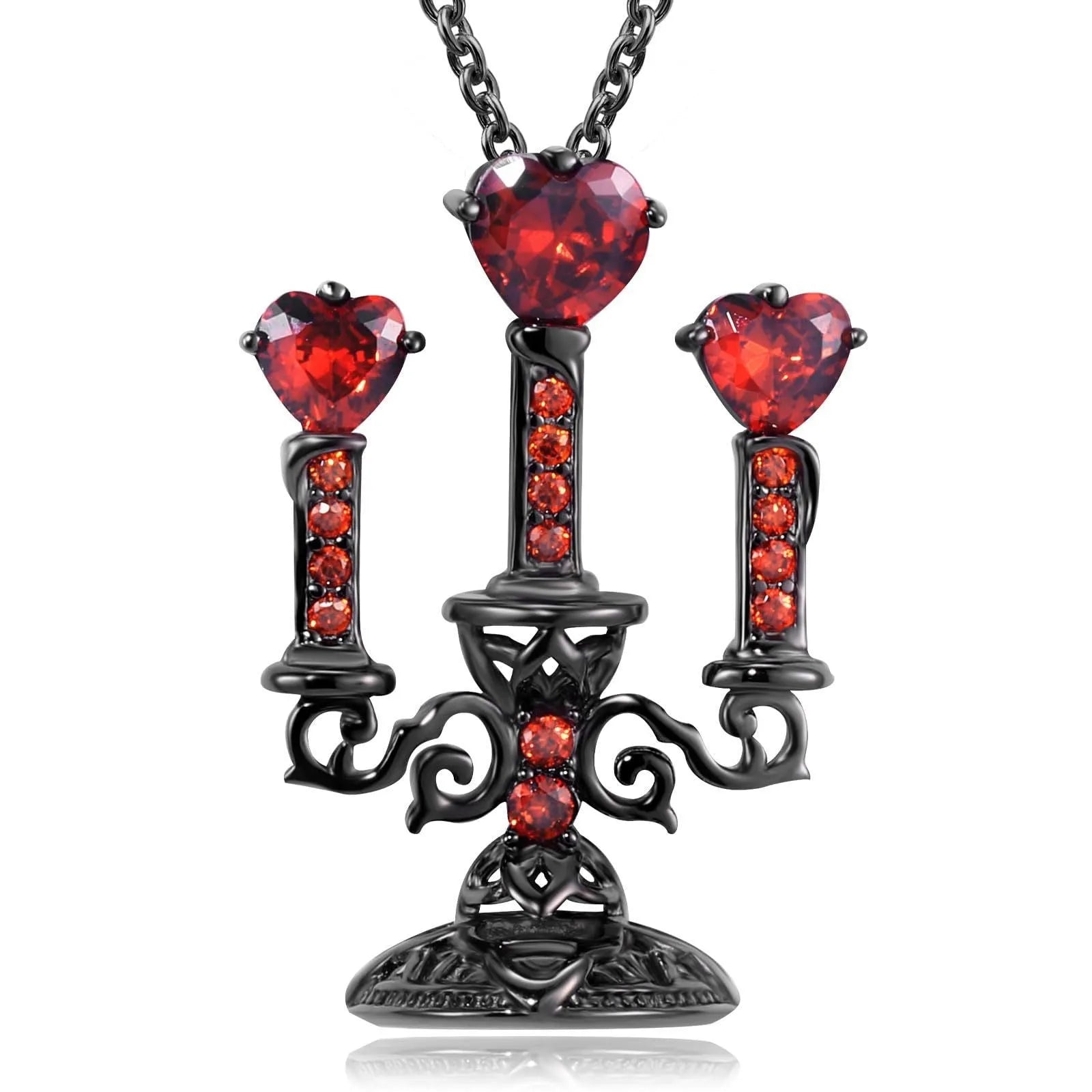 Gothic clavicle necklace with hollow candlestick pendant and cross chain in retro candlestick colour