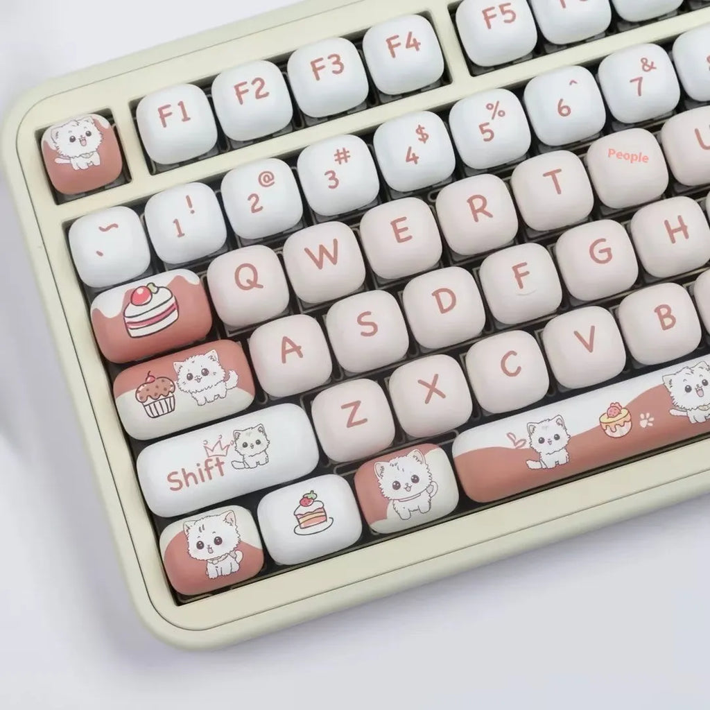 Dessert cat cartoon key cap set for mechanical keyboards with colourful artwork