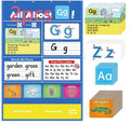 Alphabet learning sleeve table chart with educational cards measuring 60x40cm