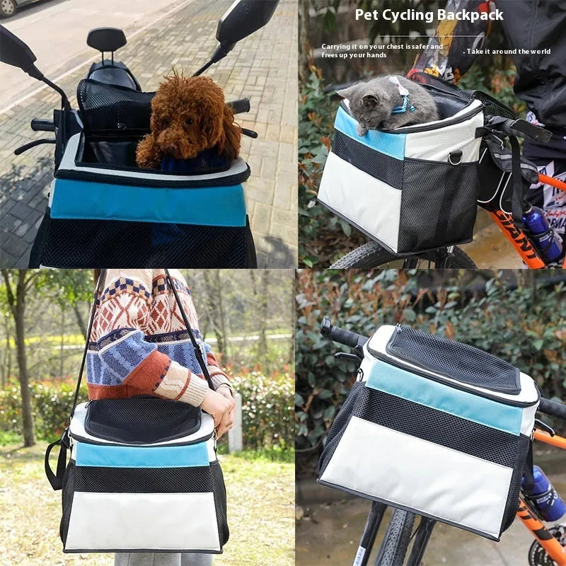 Car pet backpack for dogs and cats in Oxford cloth, solid colour, 37x25x35cm, black and white options