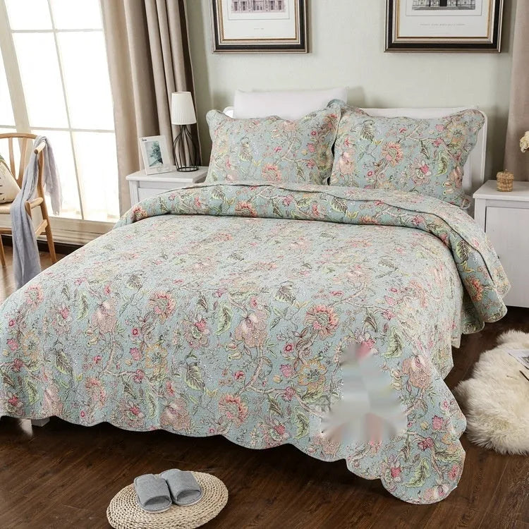 Pure cotton bedspread three-piece set with geometric pattern for 1.8 metre bed