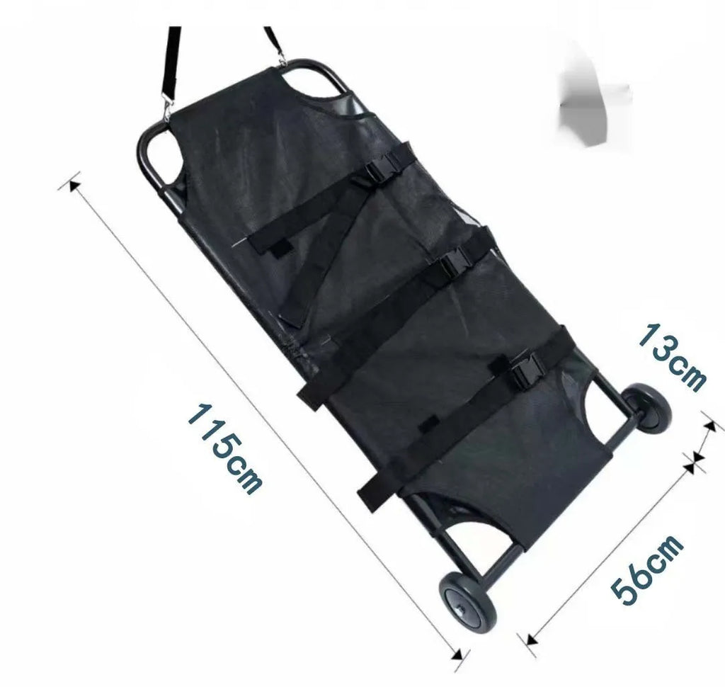 Black foldable aluminium alloy pet stretcher for large dogs in emergency transfer situations