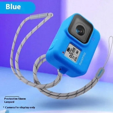 GoPro Hero8 Black silicone protective sleeve with anti-lost carrying strap in blue colour option