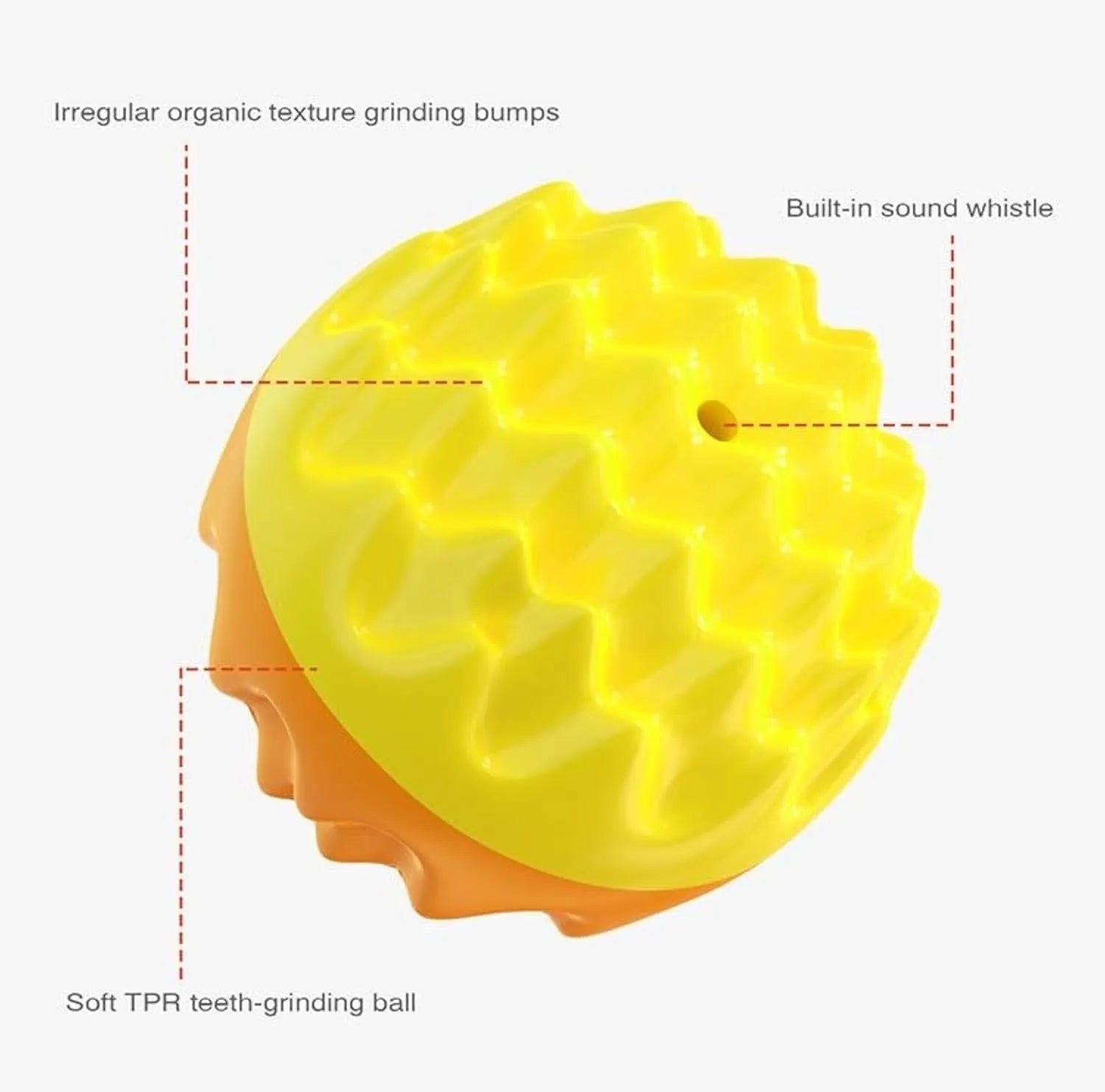 Blue squeaky rubber dog ball with spiky texture for dental cleaning and aggressive chewers