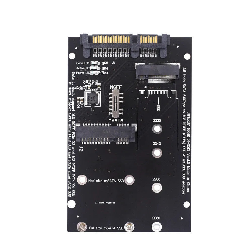 SATA 3 to M.2 NGFF mSATA SSD conversion adapter card in black and blue colour options