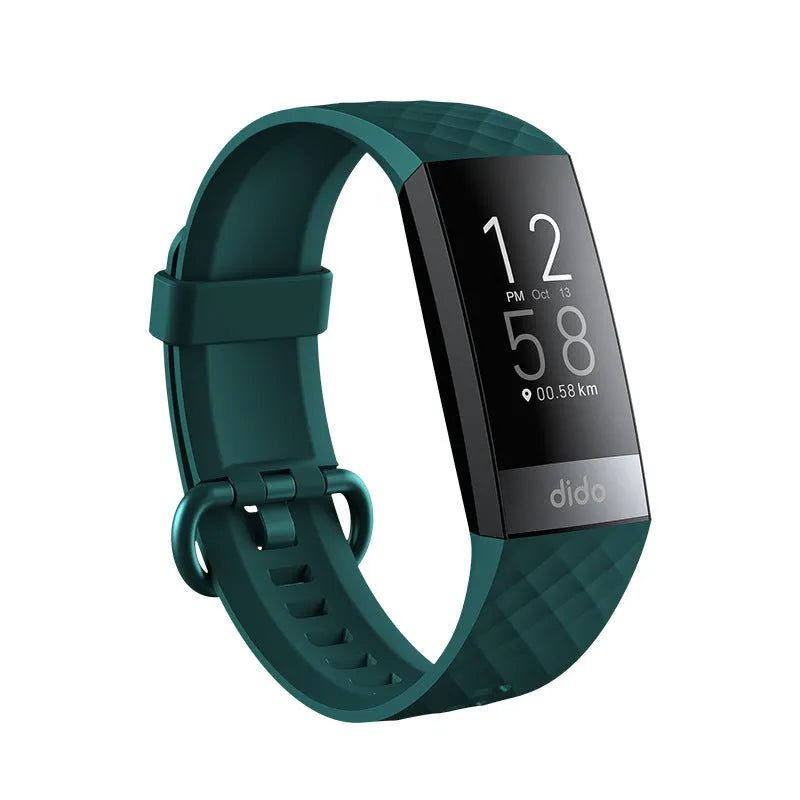 Y6 Black smart bracelet with 1.1-inch screen showing health metrics on wrist
