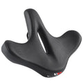 Black bicycle saddle cushion made from leather and polyurethane foam for shock absorption