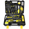 108 piece carbon steel hand tool set in a case with sockets, wrenches, screwdrivers, pliers, and hammer