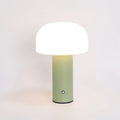 USB-powered plastic table lamp in a choice of black, green, orange, or white colour styles on a desk.