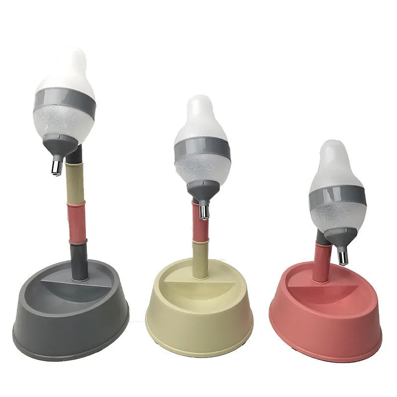 Green height-adjustable standing water dispenser for cats and dogs with detachable pole and ball-tip nozzle